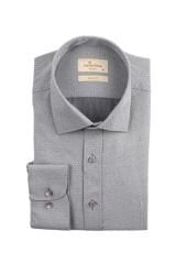 Slim Fit Uzun Kollu Gri Armürlü Erkek Gömlek 480-648