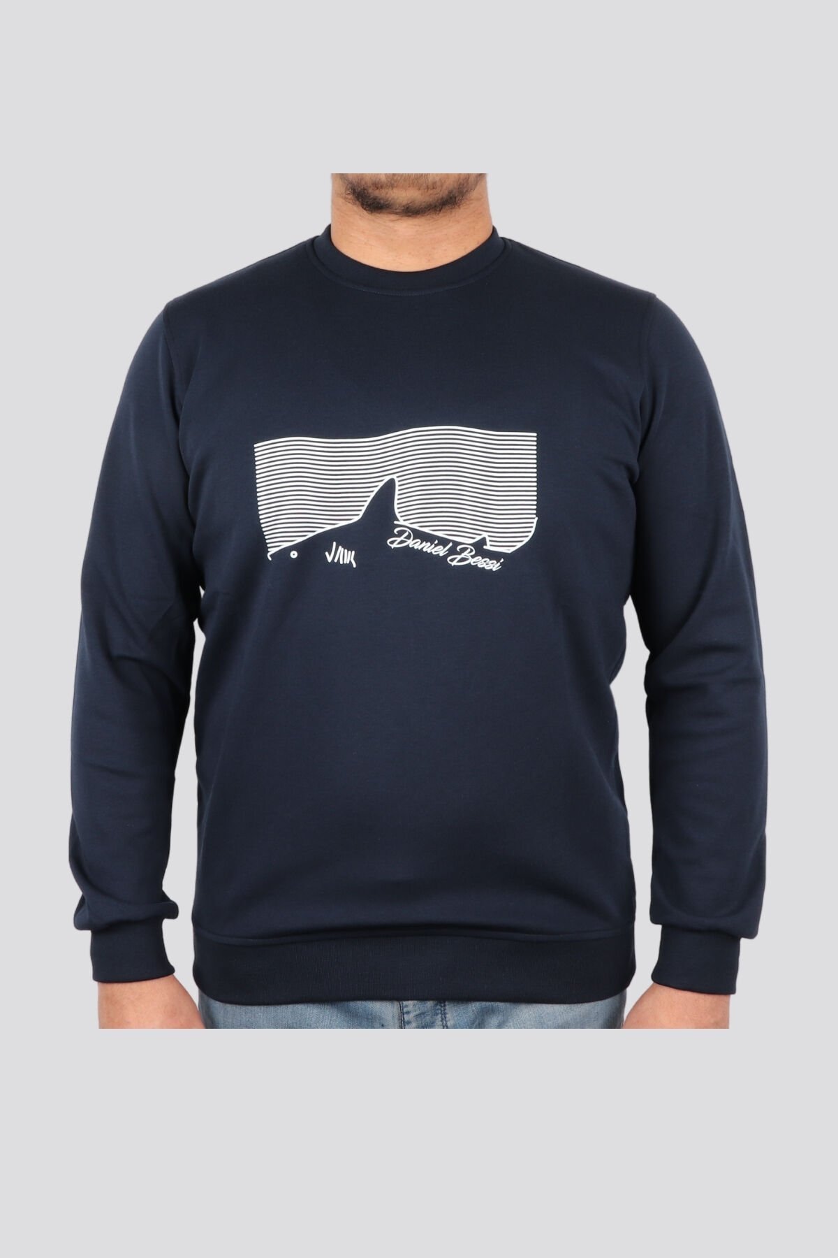 Daniel Bessi Slim Fit Double Face Baskılı Sweatshirt 204-29-24