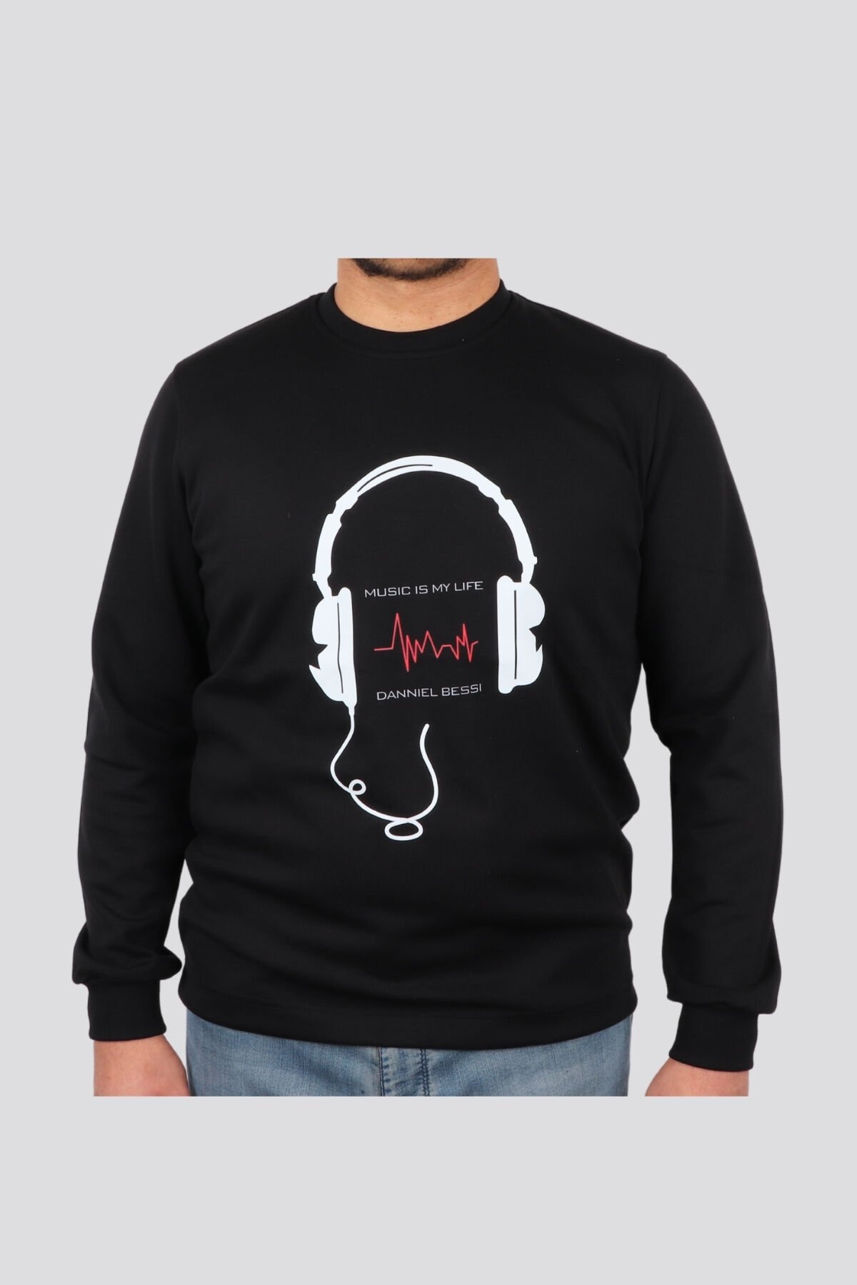 Daniel Bessi Slim Fit Double Face Baskılı Sweatshirt 204-12-24 S