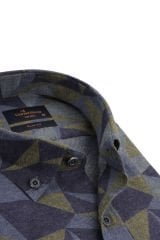 Slim Fit Uzun Kollu Mavi Baskılı Kışlık Erkek Gömlek 550-055-24