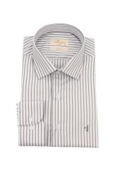 Slim Fit Uzun Kollu Gri Çizgili Erkek Gömlek 506-195-24