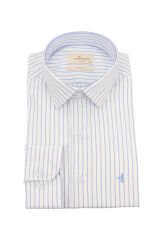 Slim Fit Uzun Kollu Mavi Çizgili Erkek Gömlek 506-206-24
