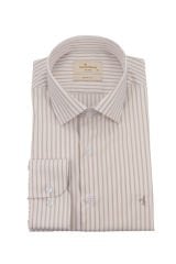 Slim Fit Uzun Kollu Krem Çizgili Erkek Gömlek 506-193-24