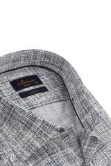 Slim Fit Uzun Kollu Lacivert Basklı Erkek Gömlek 506-177-24 XL