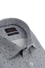 Slim Fit Uzun Kollu Lacivert Baskılı Erkek Gömlek 506-175-24 L