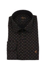Slim Fit Uzun Kollu Siyah Baskılı Erkek Gömlek 506-120-24