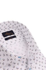 Slim Fit Uzun Kollu Beyaz Baskılı Erkek Gömlek 506-117-24