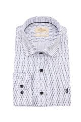 Slim Fit Uzun Kollu Beyaz  Baskılı Erkek Gömlek 506-090-24