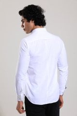 Slim Fit Uzun Kollu Beyaz Desenli Erkek Gömlek 505-439 S