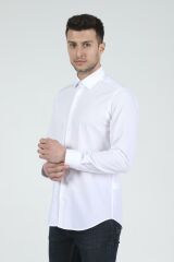 Slim Fit Uzun Kollu Erkek Gömlek 360-DB02 BEYAZ - S