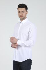 Slim Fit Uzun Kollu Erkek Gömlek 360-DB02 BEYAZ - S