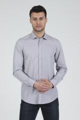 Slim Fit Uzun Kollu Erkek Gömlek 360-DB02 GRİ - XL