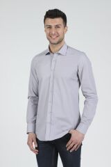 Slim Fit Uzun Kollu Erkek Gömlek 360-DB02 GRİ - XL