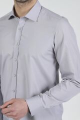 Slim Fit Uzun Kollu Erkek Gömlek 360-DB02 GRİ - XL