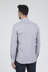 Slim Fit Uzun Kollu Erkek Gömlek 360-DB02 GRİ - XL