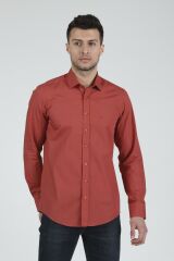 Slim Fit Uzun Kollu Erkek Gömlek 360-DB03 KİREMİT RENGİ - S