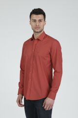 Slim Fit Uzun Kollu Erkek Gömlek 360-DB03 KİREMİT RENGİ - S