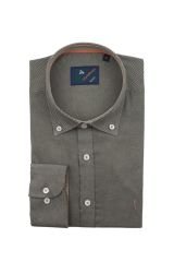 Slim Fit Uzun Kollu Vizon Armürlü Erkek Gömlek 545-642