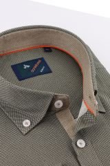 Slim Fit Uzun Kollu Vizon Armürlü Erkek Gömlek 545-642