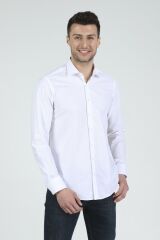 Slim Fit Uzun Kollu Erkek Gömlek 525-DB02 BEYAZ - S