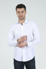 Slim Fit Uzun Kollu Erkek Gömlek 525-DB02 BEYAZ - L