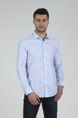 Slim Fit Uzun Kollu Erkek Gömlek 525-DB02 MAVİ - 2XL
