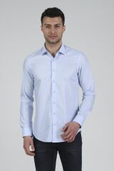 Slim Fit Uzun Kollu Erkek Gömlek 525-DB02 MAVİ - 2XL