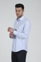 Slim Fit Uzun Kollu Erkek Gömlek 525-DB02 MAVİ - 2XL