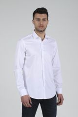 Slim Fit Uzun Kollu Erkek Gömlek 585-DB02 BEYAZ - L