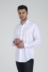 Slim Fit Uzun Kollu Erkek Gömlek 585-DB02 BEYAZ - L