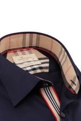 Slim Fit Uzun Kollu Lacivert Armalı Erkek Gömlek 990-112 S