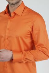 Slim Fit Uzun Kollu Erkek Gömlek 585-DB39 TURUNCU - M