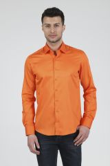 Slim Fit Uzun Kollu Erkek Gömlek 585-DB39 TURUNCU - L