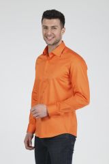 Slim Fit Uzun Kollu Erkek Gömlek 585-DB39 TURUNCU - L