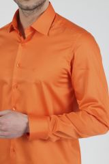 Slim Fit Uzun Kollu Erkek Gömlek 585-DB39 TURUNCU - L