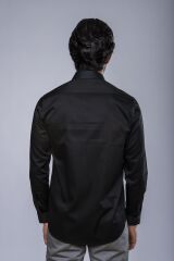 Slim Fit Uzun Kollu Erkek Gömlek 585-DB39 SİYAH - S