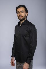 Slim Fit Uzun Kollu Erkek Gömlek 585-DB39 SİYAH - M