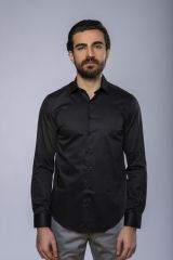 Slim Fit Uzun Kollu Erkek Gömlek 585-DB39 SİYAH - M