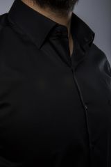 Slim Fit Uzun Kollu Erkek Gömlek 585-DB39 SİYAH - M