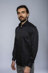 Slim Fit Uzun Kollu Erkek Gömlek 585-DB39 SİYAH - L