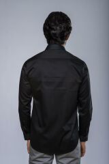 Slim Fit Uzun Kollu Erkek Gömlek 585-DB39 SİYAH - L
