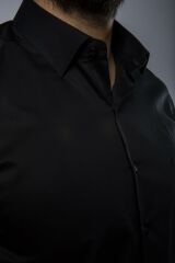 Slim Fit Uzun Kollu Erkek Gömlek 585-DB39 SİYAH - L